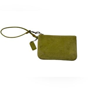 Coach Neon Green Suede Wristlet with hang tag